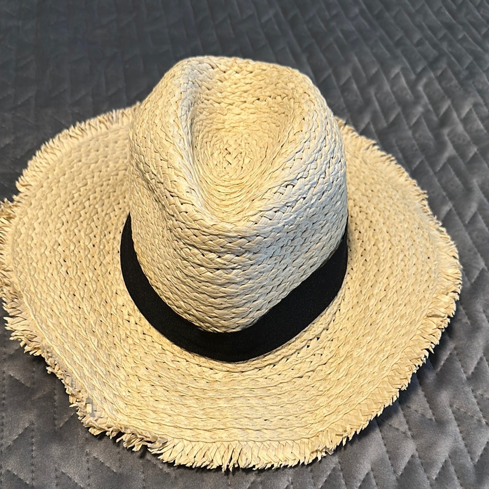 Torrid Cream Straw Fedora with Bkack Band